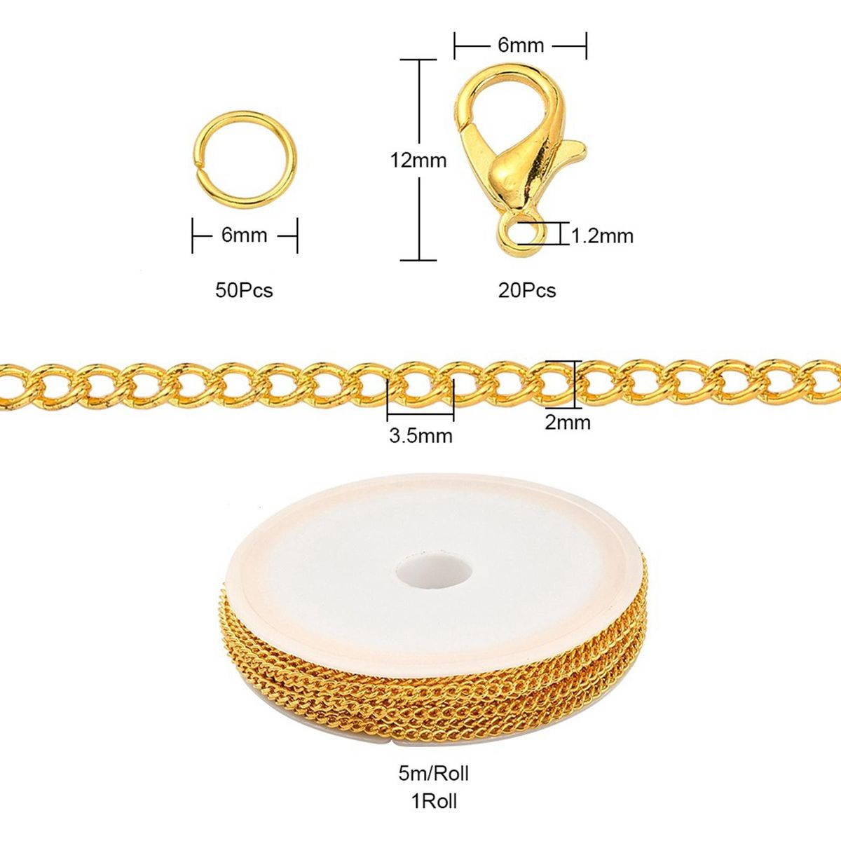 Chains Crafts Jewelry Making Connectors Gold 6mm