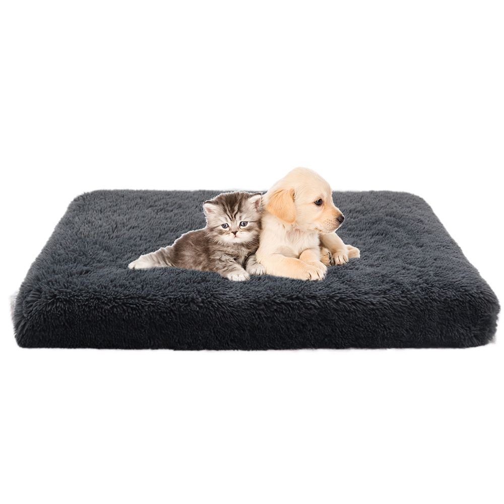 Ultra Plush Deluxe Orthopedic Foam Dog Bed Rectangular Cat Dog Mats / Removable Cover Pet Mattress Cushion For Small Large Dogs-Dark Grey
