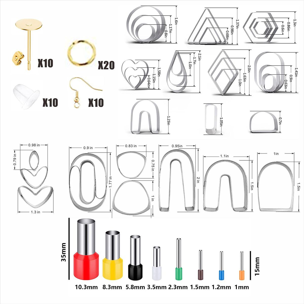 126 Pieces Polymer Clay Cutters Earring Jewelry Pendant Making Jump