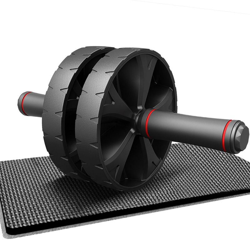 2 Wheels Press AB Roller Rope Set GYM Equipment Home Fitness Abdominal Muscle-black