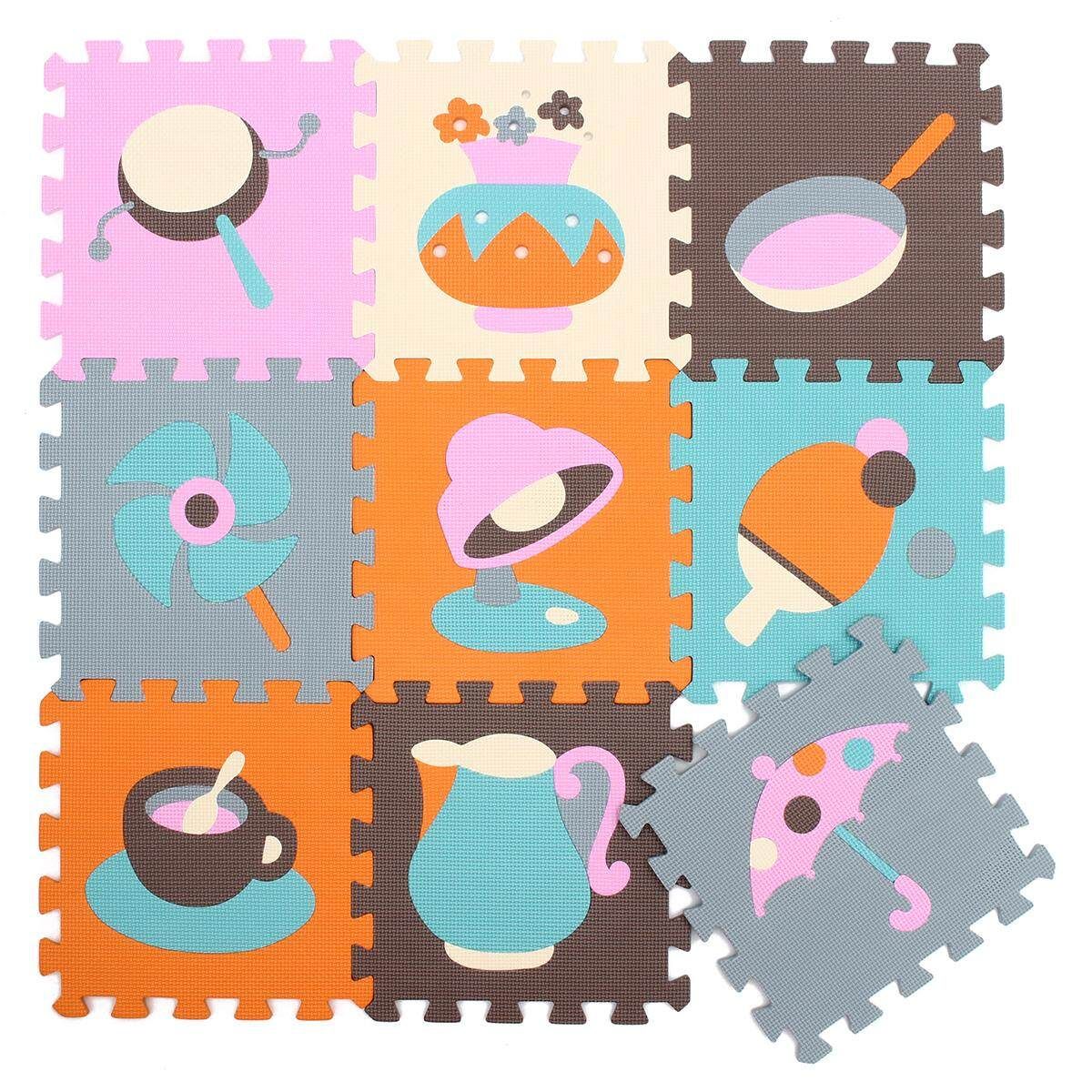 9PCS EVA Foam Cartoon Puzzle Mat Children Jigsaw Crawling Carpets Baby Playmats # P007 P007