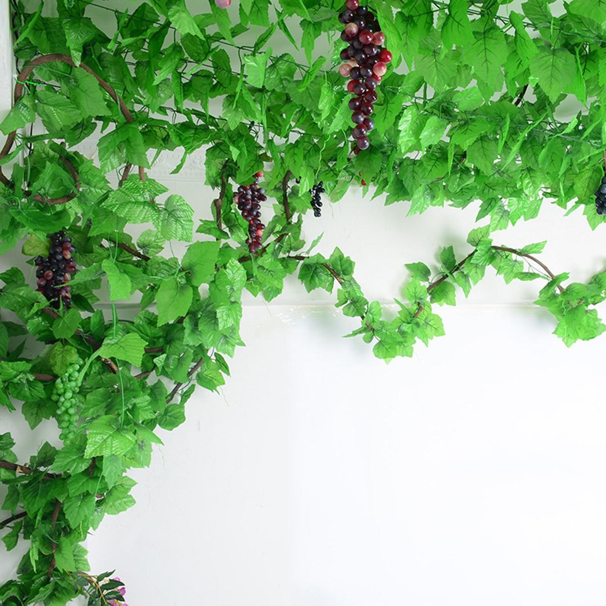 Factory wholesale artificial rattan leaves artificial flower vines decorative vine green radish creeper grape leaves ivy 1 packet of sweet potato leaves (12 pieces)
