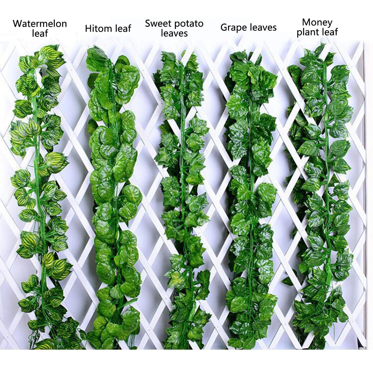 Factory wholesale artificial rattan leaves artificial flower vines decorative vine green radish creeper grape leaves ivy 1 packet of sweet potato leaves (12 pieces)