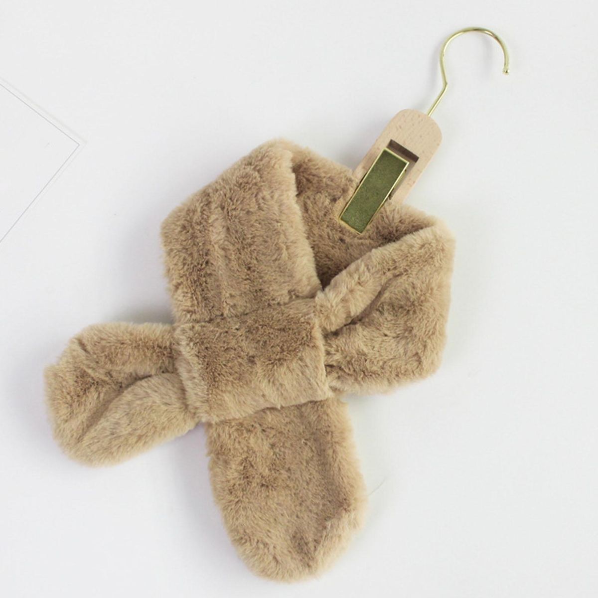 Children Scarf Baby Thickened Faux Rabbit Fur Scarf Khaki