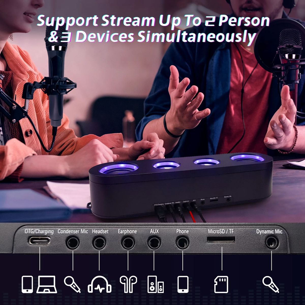 Sound Card Audio Portable Wireless Speakers For Family KTV