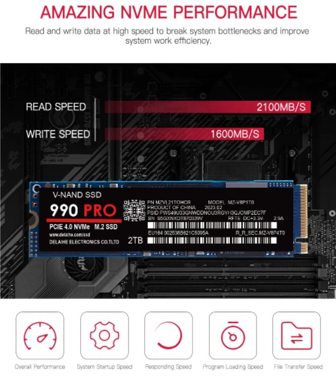 990 PRO SSD 4TB NVMe Gaming M.2 Internal Solid State Drive