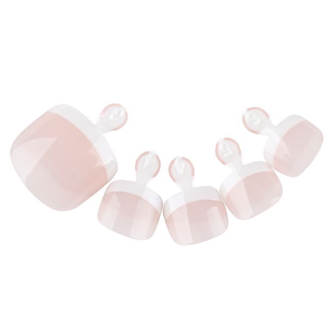 24Pcs False Toenail Tips Set French Full Cover  Toe Nail