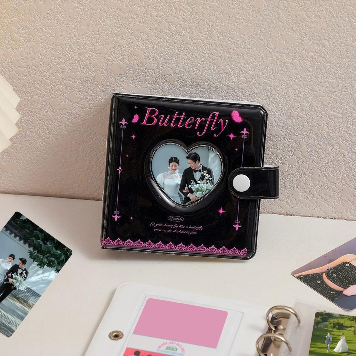 Mini Photo Album Kpop Photocard Holder Book Black