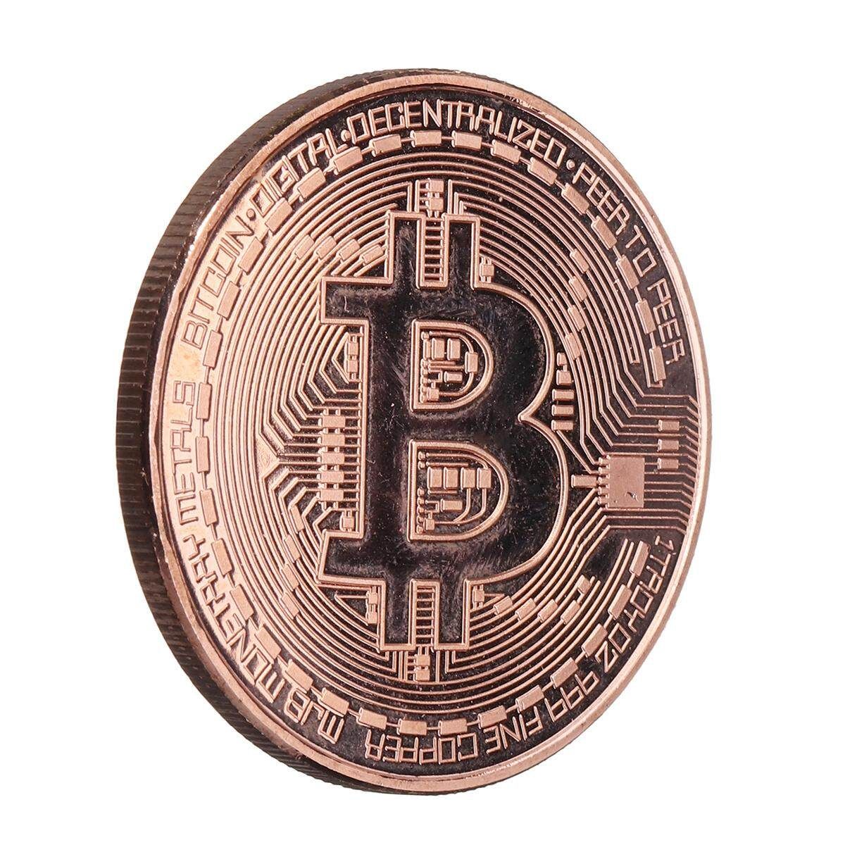BITCOIN!! Rose Gold Plated Physical Bitcoin Coin In Protective Acrylic Case