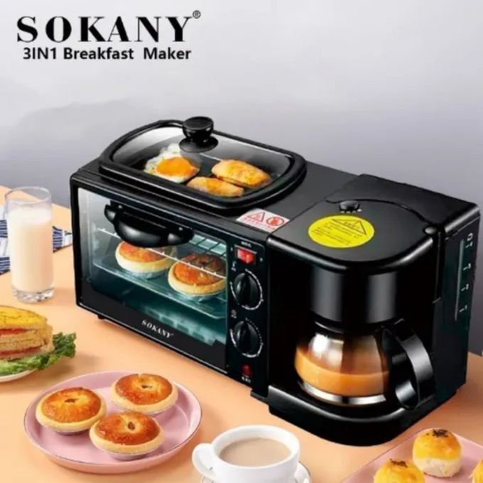 3 In 1 Breakfast Maker- Toaster, Grill And Coffeemaker