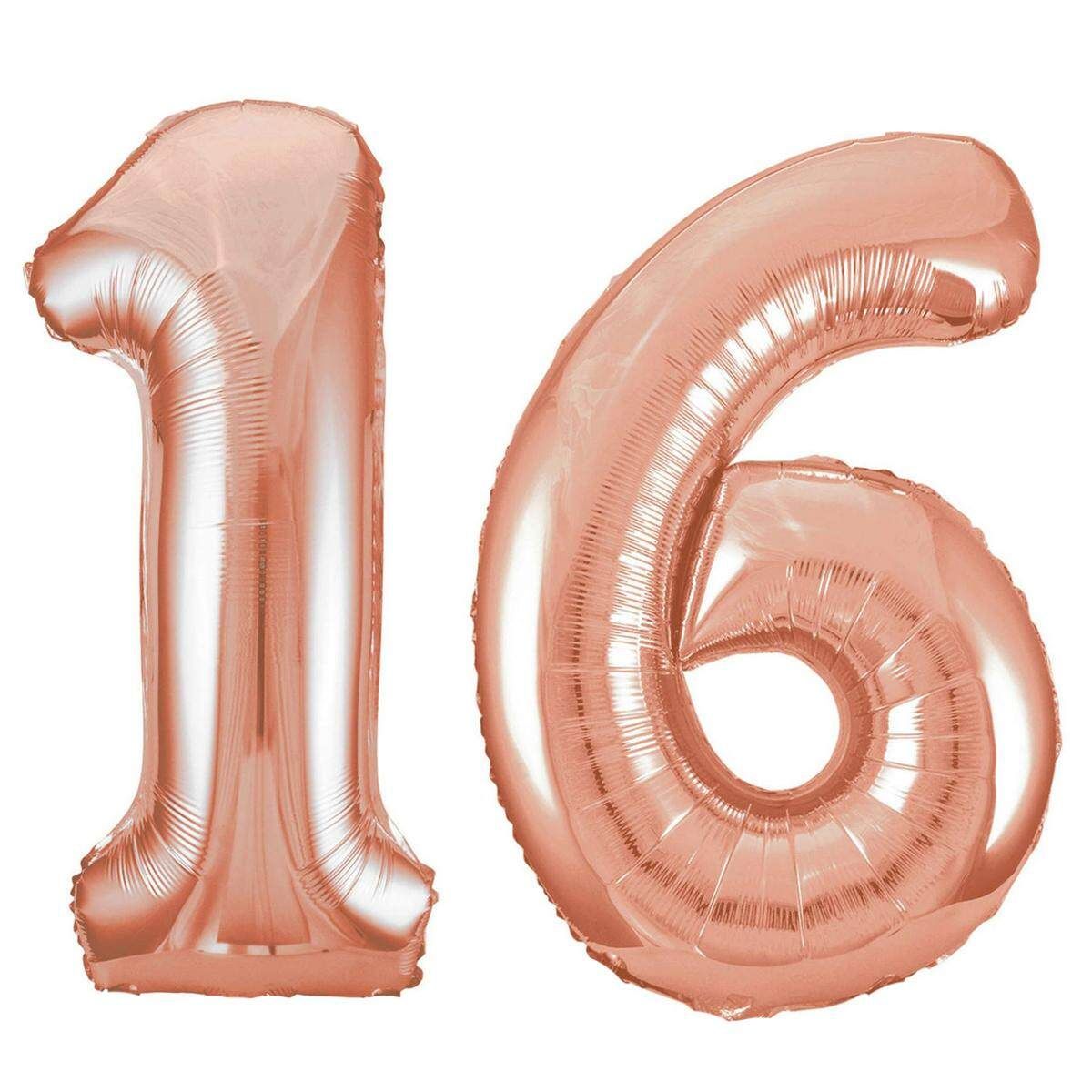 32'' Giant 16th Birthday Party Number 16 Foil Balloon Helium Air Decoration Age Rose Gold