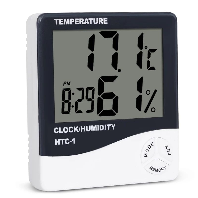 Indoor Room LCD Electronic Temperature Humidity Meter DigitalThermometer Hygrometer Weather Station Alarm Clock HTC-1