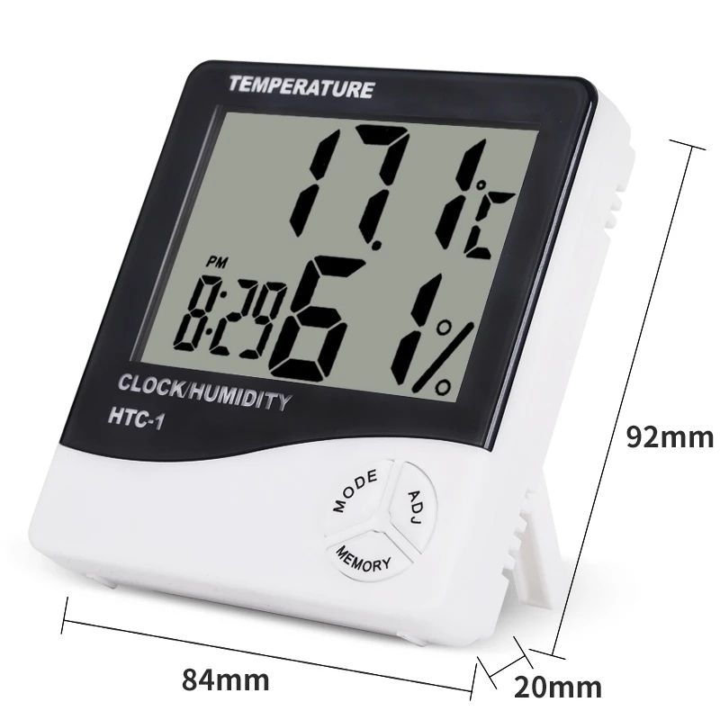 Indoor Room LCD Electronic Temperature Humidity Meter DigitalThermometer Hygrometer Weather Station Alarm Clock HTC-1