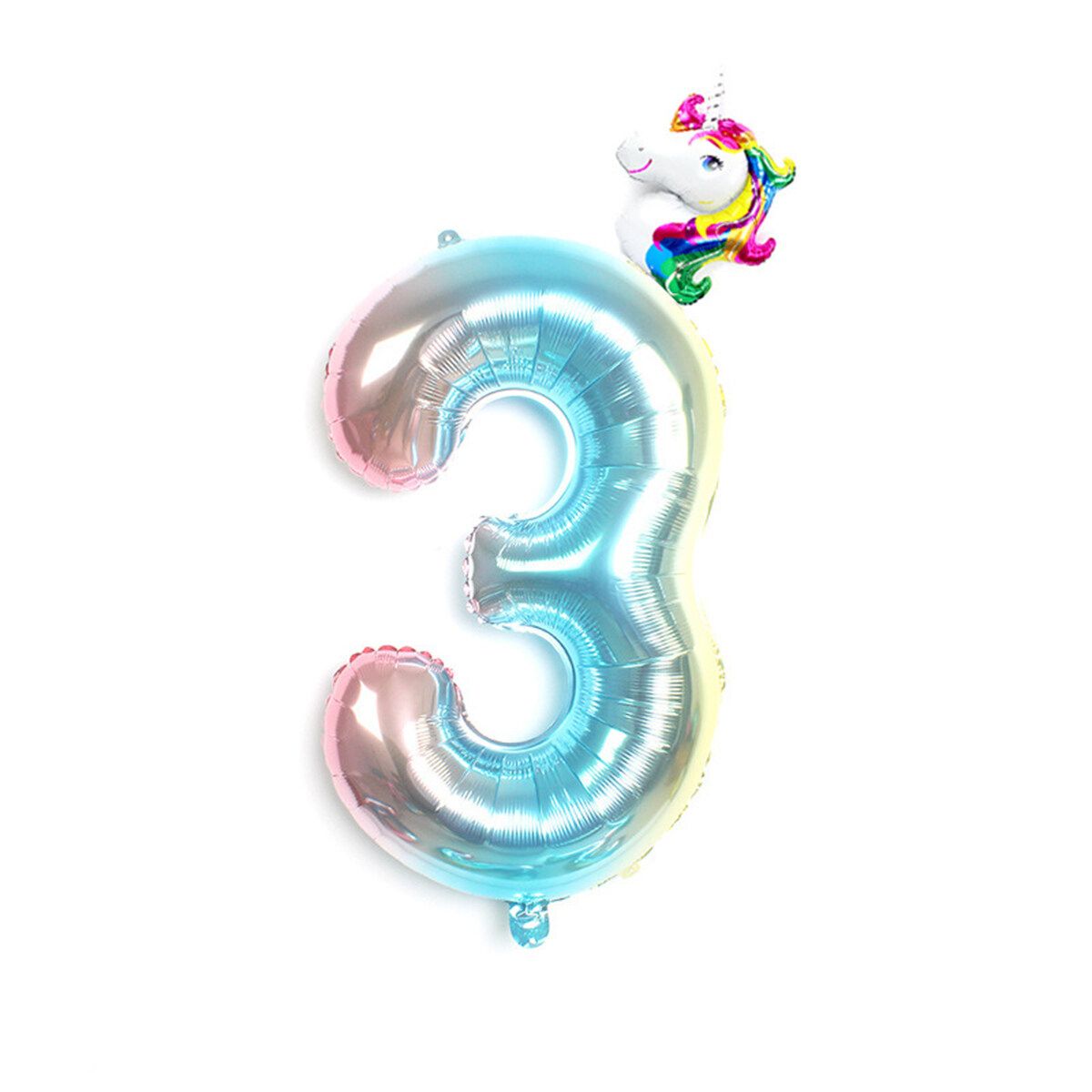 Number Balloons 32inch 0-9 Birthday Unicorn Foil Balloon Party Blue-3
