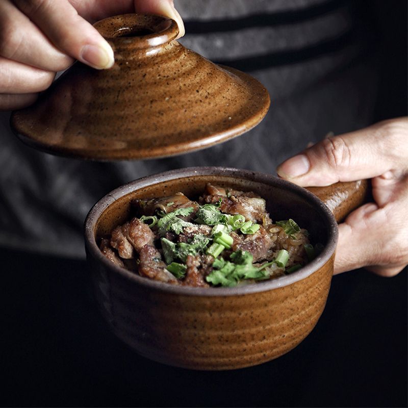 Crude Pottery Casserole Stew Pot Claypot Rice Microwave