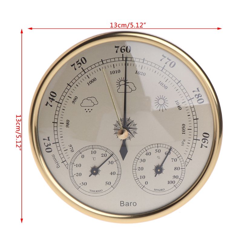 3 In 1 Wall Mounted Household Barometer Tometer Hygrometer