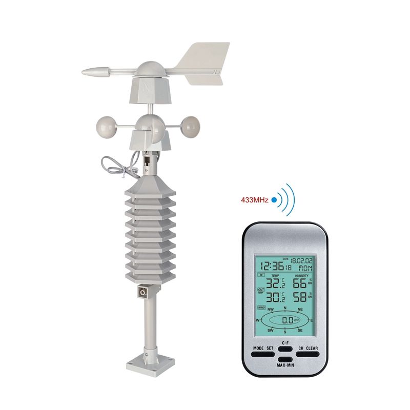 Wireless Anemometer Dual Mount Wind Sensor LCD Weather