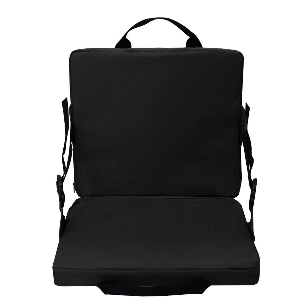 Foldable Outdoor Cushion Chair with Backrest Soft Cushion Chair Portable Camping Beach Hiking Stadium Pad Black