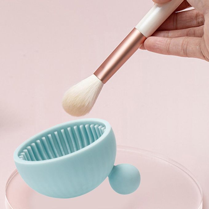Portable  Brush Cleaning Bowl, Convenient Silicone Brushees Blue