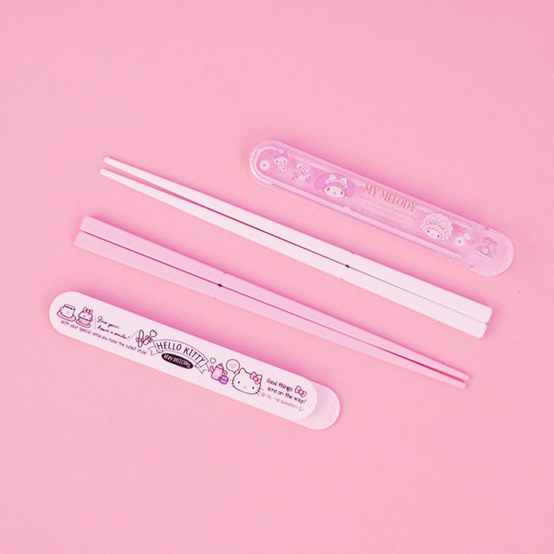 Kawaii Sanrios Anime Kt Cat Chopsticks Cartoon Portable