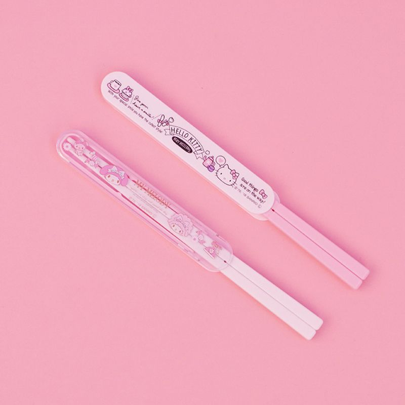 Kawaii Sanrios Anime Kt Cat Chopsticks Cartoon Portable