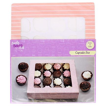 Lovely Baking Stuff Cupcake Boxes, 16-Pack