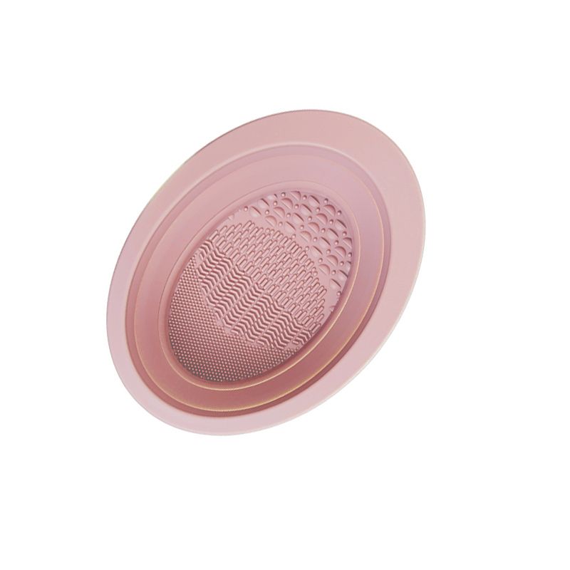 Silicone Foldable Makeup Brush Cleaning Bowl Brushes Cleaning Mat-Pink