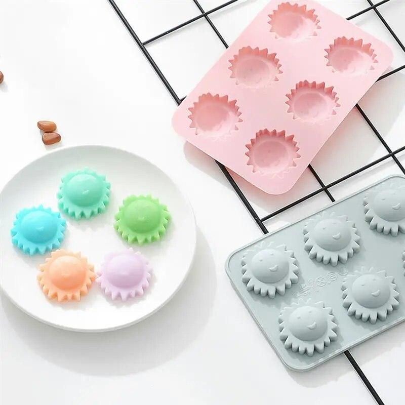 2PCS Cookie Mold 6 Cavity Sun Shape Silicone Cake Molds Soap Cookies Cupcake Bakeware Pan Tray Mould Home DIY Cake Mold