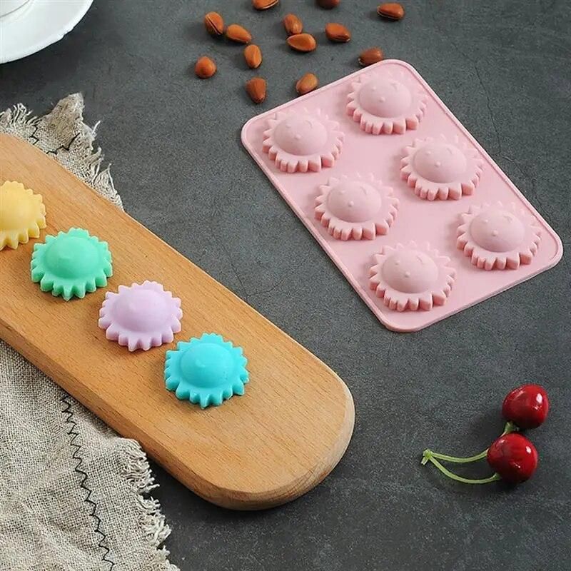2PCS Cookie Mold 6 Cavity Sun Shape Silicone Cake Molds Soap Cookies Cupcake Bakeware Pan Tray Mould Home DIY Cake Mold