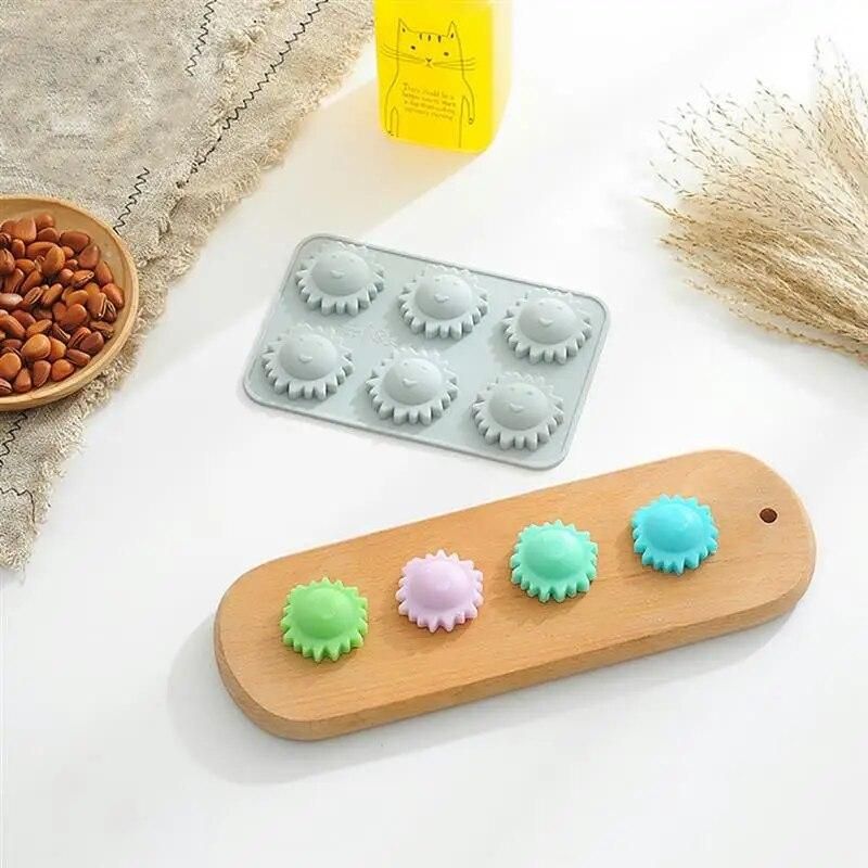 2PCS Cookie Mold 6 Cavity Sun Shape Silicone Cake Molds Soap Cookies Cupcake Bakeware Pan Tray Mould Home DIY Cake Mold