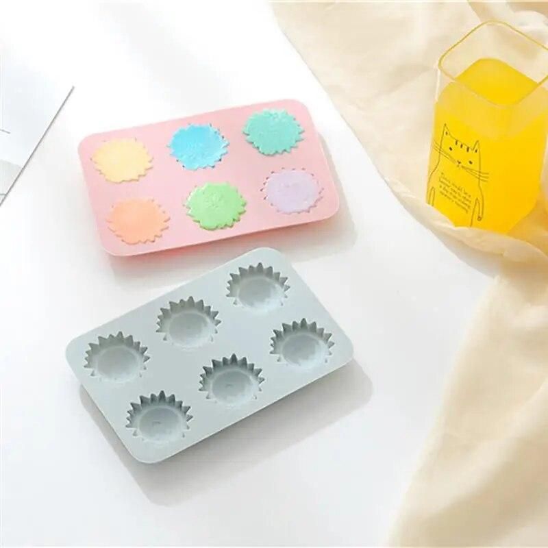 2PCS Cookie Mold 6 Cavity Sun Shape Silicone Cake Molds Soap Cookies Cupcake Bakeware Pan Tray Mould Home DIY Cake Mold