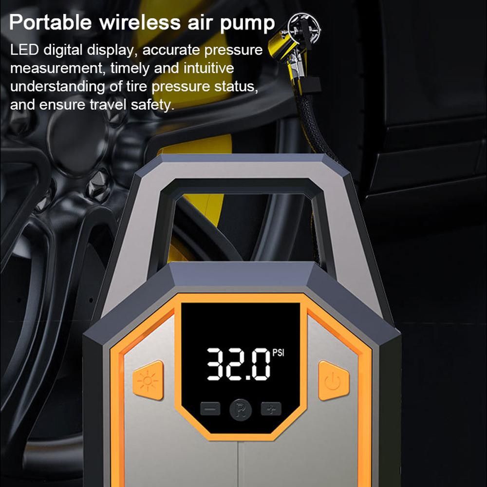 Car Air Pump 120PSI Electric Air Compressor Portable Digital Tire Inflator Support Preset Pressure Auto-Off Function with LED Light for Car Motorcycle Bicycle Tires Balls