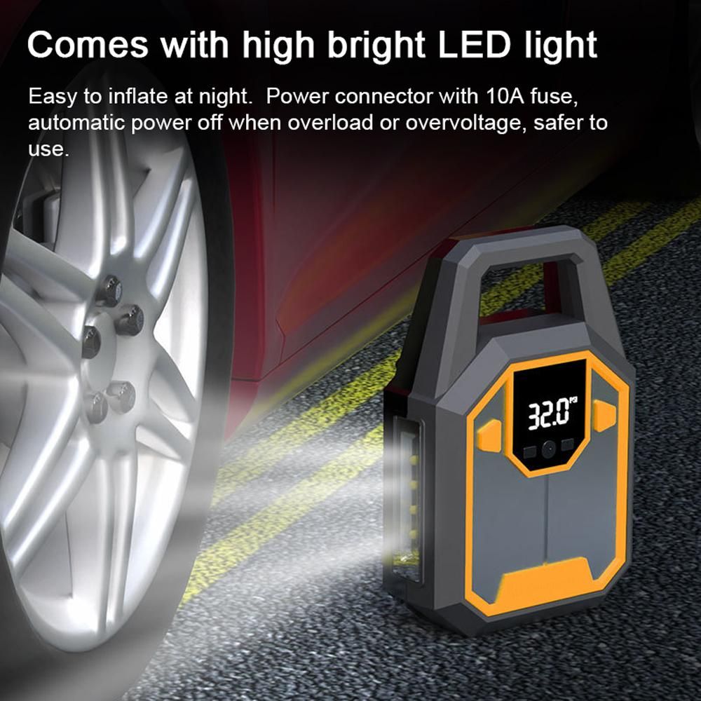 Car Air Pump 120PSI Electric Air Compressor Portable Digital Tire Inflator Support Preset Pressure Auto-Off Function with LED Light for Car Motorcycle Bicycle Tires Balls