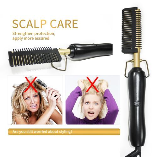 2IN1 Hot Electric Heating Hair Straightener/Curlier Comb