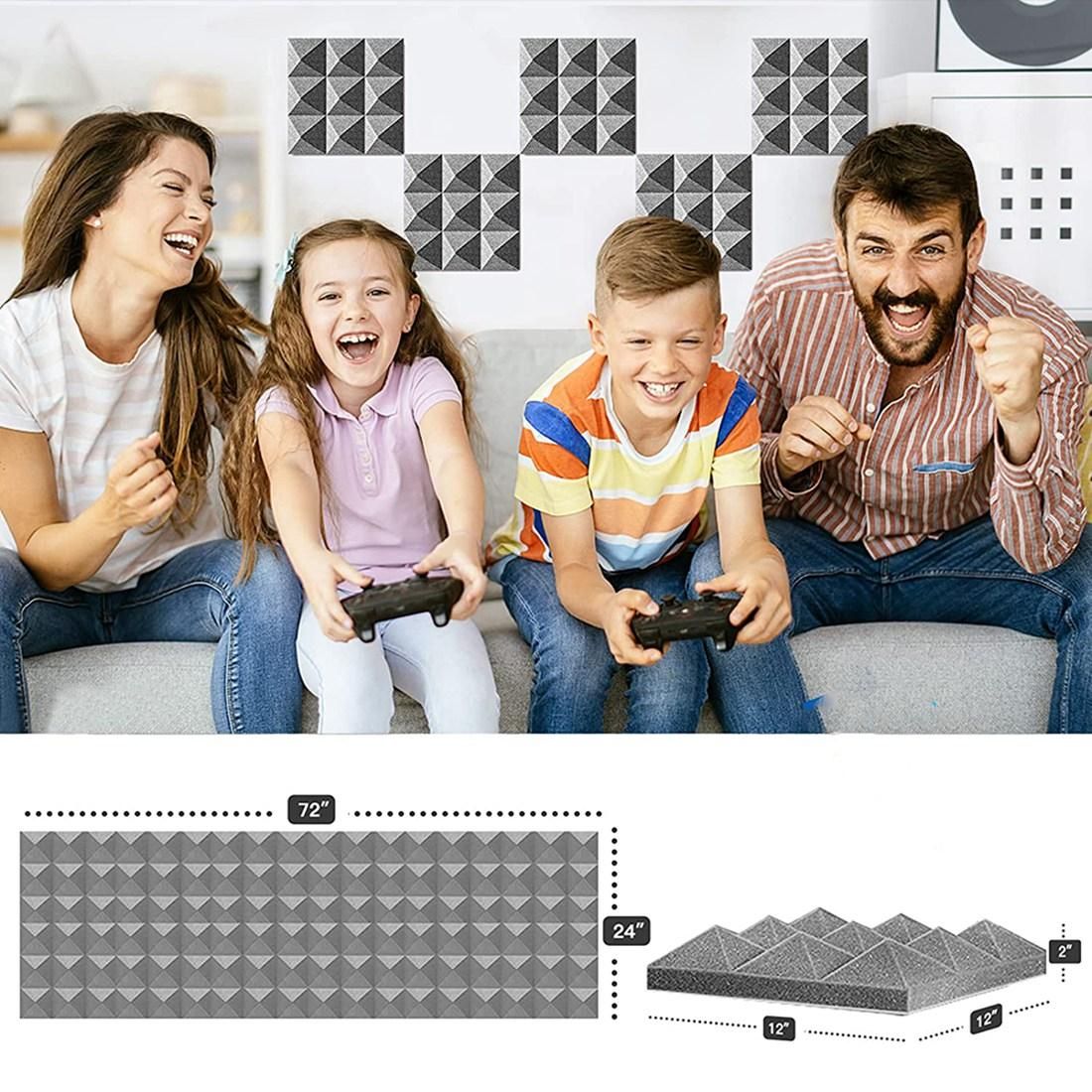 Multicolor 12 Pack Acoustic Foam Panels,Self-Adhesive Sound Proof Foam Panels,for Wall Decor,Music Studio Bedroom Home,5X30X30cm