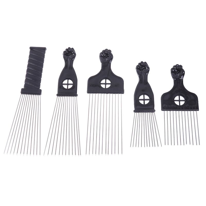 Black Fist Afro Metal Comb African Hair Pik Comb Brush Salon
