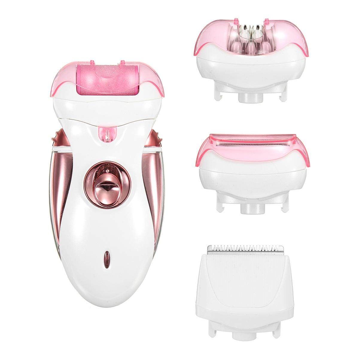 4 In 1 Women Electric Ladies Rechargeable Leg Hair Remover Removal Pink Pink (pink)
