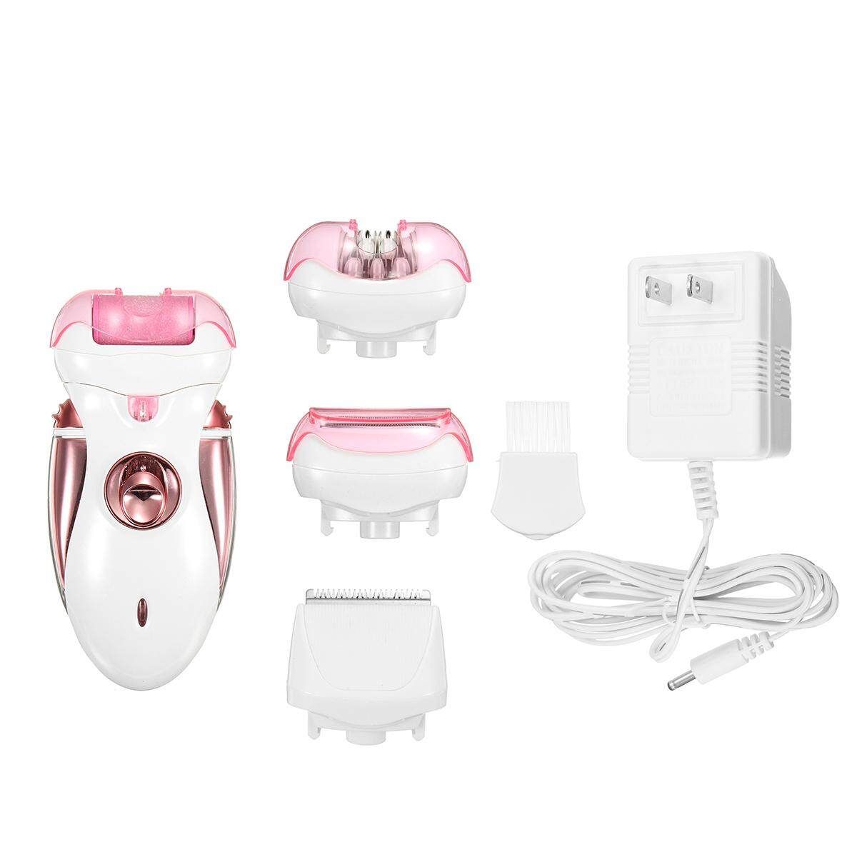 4 In 1 Women Electric Ladies Rechargeable Leg Hair Remover Removal Pink Pink (pink)