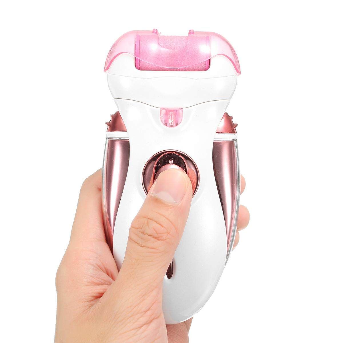 4 In 1 Women Electric Ladies Rechargeable Leg Hair Remover Removal Pink Pink (pink)