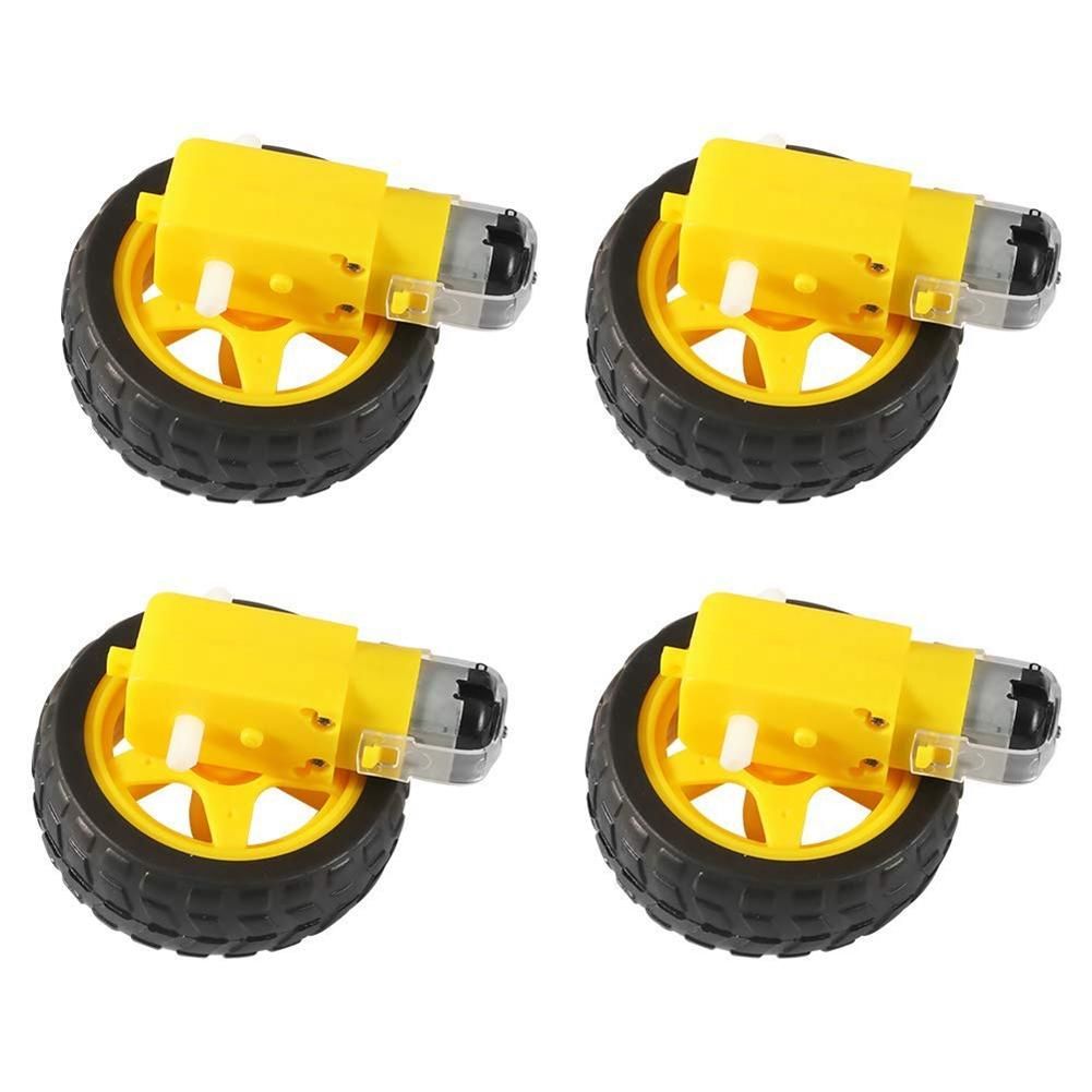 4PCS DC Electric Motor  Plastic TT Motor Tire Wheel Dual Shaft Gear Motor TT Gearbox Engine for Smart Car