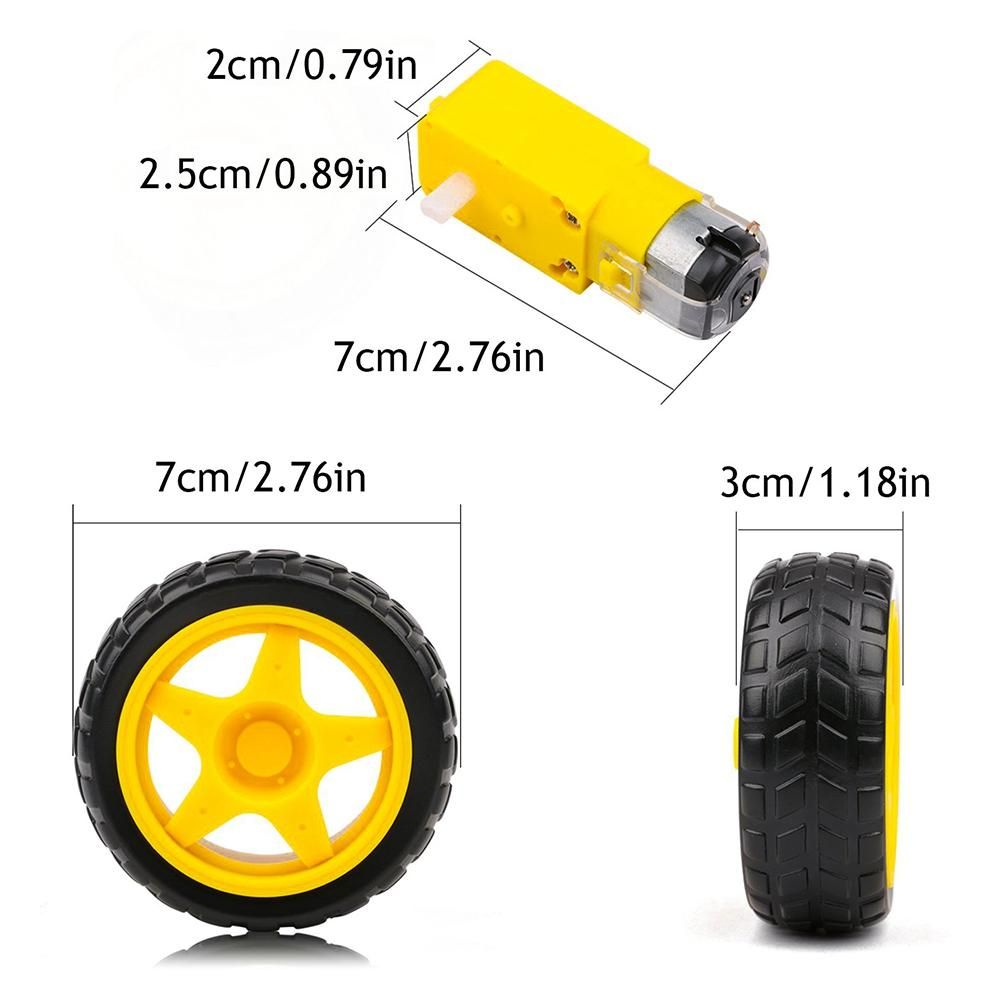 4PCS DC Electric Motor  Plastic TT Motor Tire Wheel Dual Shaft Gear Motor TT Gearbox Engine for Smart Car