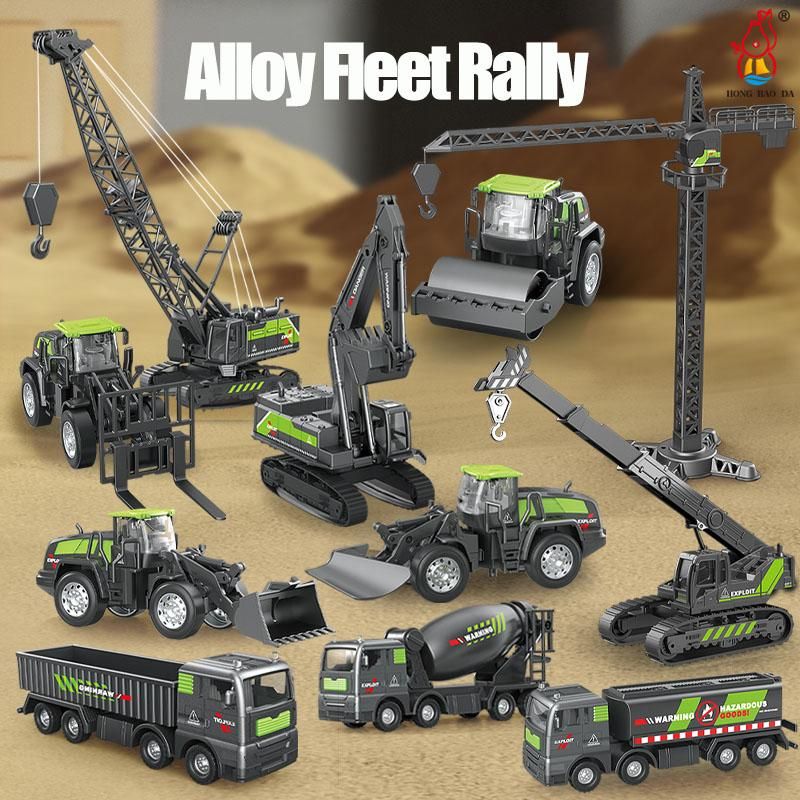 1:55 Alloy Excavator Simulation  Engineering Vehicles Model Car TruToys Crane Bulldozer Forklift Toys for Boys Birthday Gift