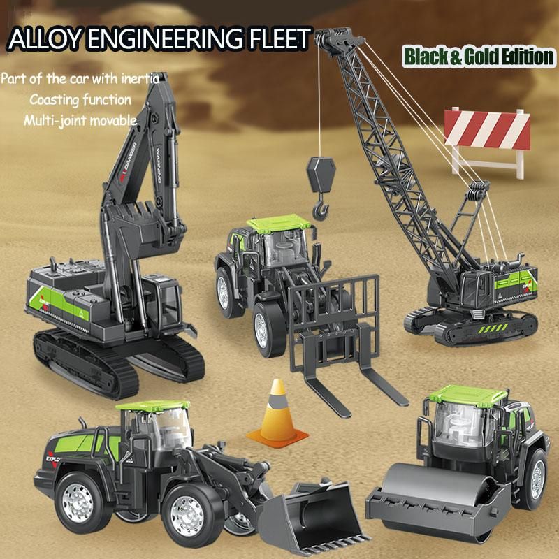 1:55 Alloy Excavator Simulation  Engineering Vehicles Model Car TruToys Crane Bulldozer Forklift Toys for Boys Birthday Gift