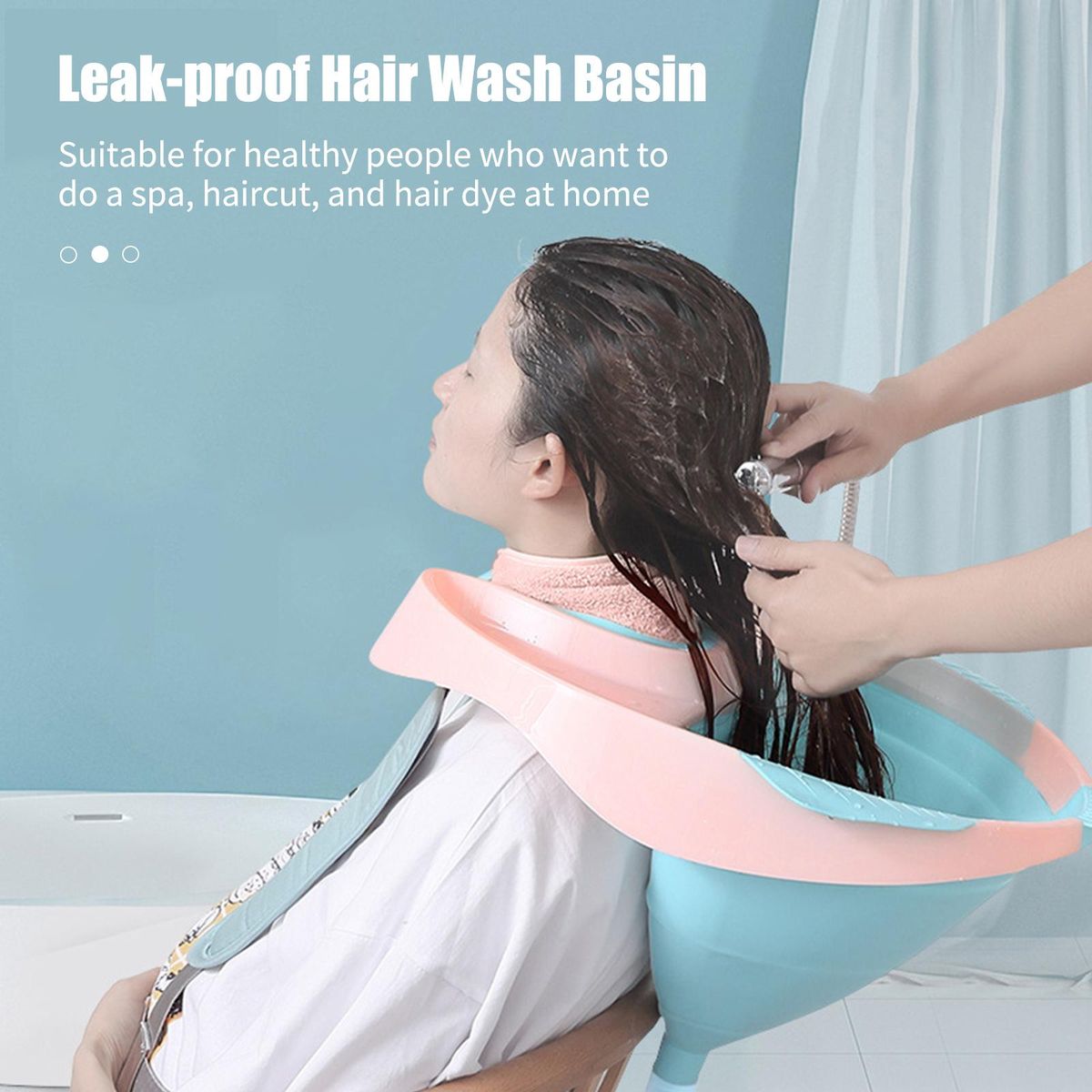 Hair Wash Basin with Adjustable Strap Tube Earplugs Collapsible Shampoo Trays Mobile Hair Washing Basin No Spills Wash Hair In Bed Hair for Elderly Disabled Pregnant Injured