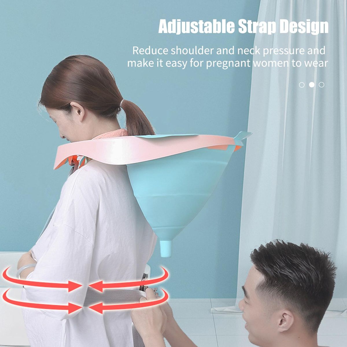 Hair Wash Basin with Adjustable Strap Tube Earplugs Collapsible Shampoo Trays Mobile Hair Washing Basin No Spills Wash Hair In Bed Hair for Elderly Disabled Pregnant Injured