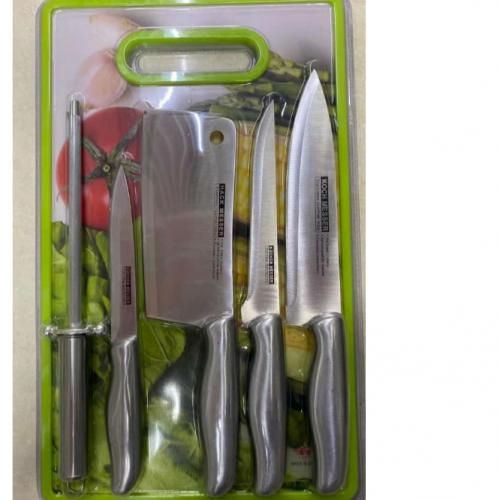 Steel Sharp Knives With Sharpner & Chopping Board