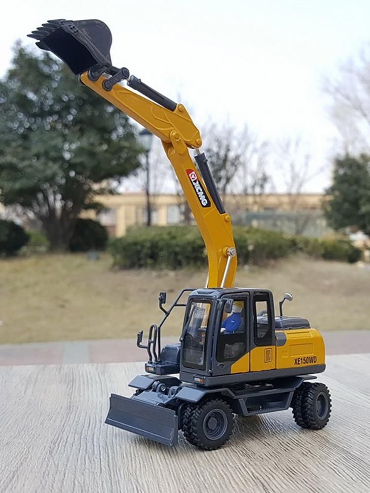 X1:50 Scale Wheel Excavator XE150WD Small Dig Die Cast Construction Machinery Alloy Model Static Gift Display Ornament Show