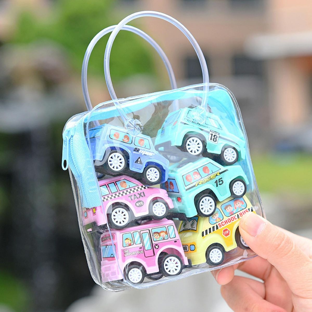 6Pcs Children Toy Trucks Pull Back Trucks Children Cartoon Excavator Toys