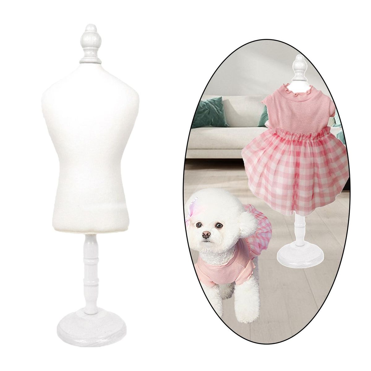 Doll Display Holder Mannequin Model Stand Dress Pet White