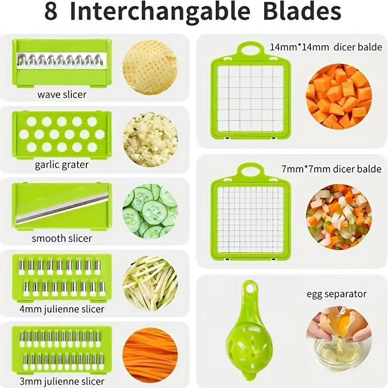 16pcs set, kitchen vegetable chopper with multiple interchangeable blades